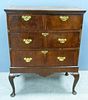 18th century style walnut chest of two short and three long drawers raised on cabriole legs, 106cm, 83cm, 47cm,
