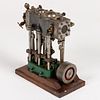 ATTRIBUTED ENGLISH STUART TURNER MODELS MIXED METALS TWIN-CYLINDER MARINE LAUNCH MODEL STEAM ENGINE