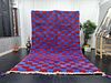 Authentic Soft Blue & Red Chess Rug