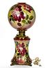 VICTORIAN ROSES ENAMEL-DECORATED GONE WITH THE WIND KEROSENE PARLOR LAMP