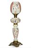 VICTORIAN GRAPE ENAMEL-DECORATED KEROSENE PARLOR LAMP