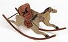 AMERICAN FOLK ART PAINT-DECORATED WOODEN CHILD'S ROCKING HORSE TOY