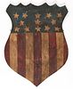 FOLK ART CARVED AND PAINTED WOODEN PATRIOTIC SHIELD