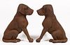 LIBERTY FOUNDRY CAST-IRON FIGURAL DOG ANDIRONS, PAIR