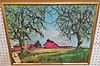 FRAMED O/C THE RED BARN, OAKDALE, CA SGND DEMARCUS BROWN 18" X 24"