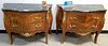 PR FR. INLAID BURL WALNUT 2 DRAWER BOMBE MARBLE TOP CHESTS W/ORMOLU MOUNTS BOTH MARBLE TOPS HAVE BEEN REPAIRED 31-1/2"H X 40"W X 18-1/2"D