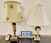 LOT 2 TABLE LAMPS ALABASTER 21-1/2"H MARBLE 21"