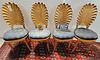 SET 4 DECORATOR CARVED GILT WOOD SHELL CHAIRS 37 1/2"H X 18 1/2"W X 18"D