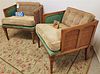 PR 60'S UPHOLS ARMCHAIRS W/ WICKER PANELLED SIDES AND BACK 26 1/4"H X 26"W X 27"D