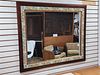 WALNUT AND TILE FRAMED MIRROR 39" X 47"