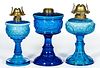 ASSORTED PRESSED GLASS KEROSENE STAND LAMPS, LOT OF THREE