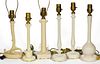 ASSORTED ALACITE GLASS ELECTRIC TABLE LAMPS, LOT OF SIX