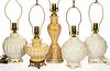 ALADDIN IVORY / ALACITE ELECTRIC TABLE LAMPS, LOT OF FIVE