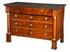 Empire Figured Fruitwood Marble Top Commode
