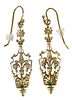 Antique 14kt. Diamond and Emerald Earrings