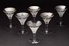 6 Frosted and Silvered Glass Champagnes