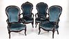 2 Pairs of Victorian Oak Armchairs