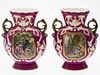 Pair of Continental Painted Porcelain Vases