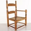 Stained Wood Child's Chair with Rush Seat