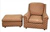Baker Furniture Upholstered Club Chair and Ottoman