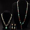 2 Native American Necklaces and a Pair of Earrings