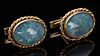 Pair of 14k Gold and Opal Cuff Links