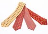 4 Hermes Whimsically Patterned Ties
