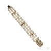 18kt Gold, Diamond, and Cultured Pearl Bracelet