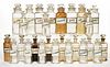 ASSORTED GLASS APOTHECARY BOTTLES / JARS, LOT OF 26