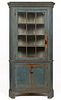 VIRGINIA OR MARYLAND CHIPPENDALE PAINTED YELLOW PINE CORNER CUPBOARD