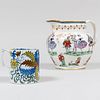 Elsmore & Forster Ironstone Pitcher with Actors and a Pearlware Mug