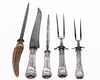 English Sterling Carving Set & Horn Knife Sharpener