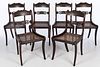6 Regency Brass Inlaid Caned Dining Chairs, 19th C