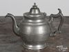Dorchester, Massachusetts pewter teapot, 19th c., bearing the touch of Roswell Gleason, 7'' h.
