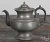 Westbrook, Maine pewter teapot, 19th c., bearing the touch of Rufus Dunham, 7 1/4'' h.