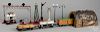 Miscellaneous train cars and accessories, to include three Lionel standard gauge cars
