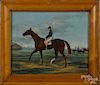 Oil on board of a horse and jockey, early 20th c., signed G.W. Cook, 8'' x 10''.