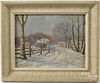 Elsie R. Scull (American 20th c.), oil on board, titled Snow Bound in the Oley Valley, signed