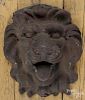 Copper lion mask architectural element, late 19th c., 21 3/4'' h.