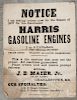 Rare linen hit and miss engine advertising banner, inscribed J. D. Maier Jr. sales agent