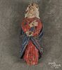 Carved and painted Santos figure, 19th c., 7'' h.