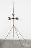 Two large weathervane poles with directional, 19th c., overall - 98'' h. and 85'' h.