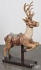 Contemporary carved and painted diminutive leaping deer carousel figure, overall - 48'' h.