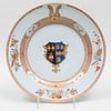 Chinese Export Porcelain Charger with Arms of Woodford Impaling Lear