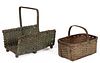 SOUTHERN PAINTED STAVE-TYPE WOVEN-SPLINT BASKETS, LOT OF TWO