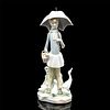 2pc Lladro Girl with Umbrella & Geese 100451 Figures