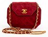 Chanel Mini Quilted Red Suede Octagonal Flap Bag