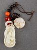 Chinese Carved White & Brown Jade, Etc. Beads