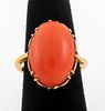 22K Yellow Gold Coral Ring