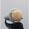 GIA Natural Melo 19.24ct Pearl Platinum Diamond RIng